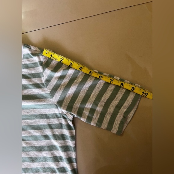 LOGO By Lori Goldstein Stripe Knit Shift Dress Flounce Hem Green XXS - Picture 16 of 16